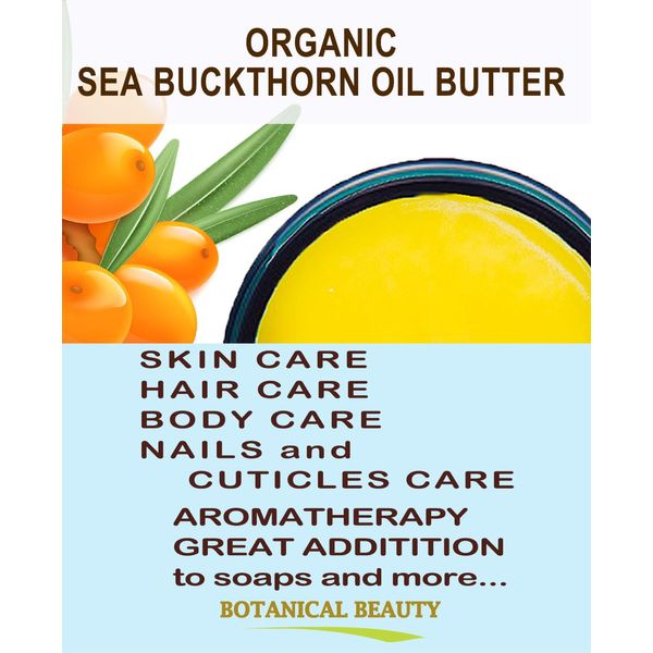 Botanical Beauty Organic SEA BUCKTHORN OIL BUTTER Pure Natural Virgin Unrefined RAW 16 Fl. Oz.- 480 ml for FACE, SKIN, BODY, DAMAGED HAIR, NAILS, Anti-Aging. omega-3, 6, 7, 9, vitamins C