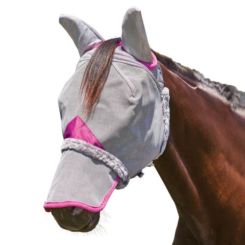 WeatherBeeta ComFiTec Deluxe Durable Mesh Mask with Ears & Nose, Grey/Purple, Pony