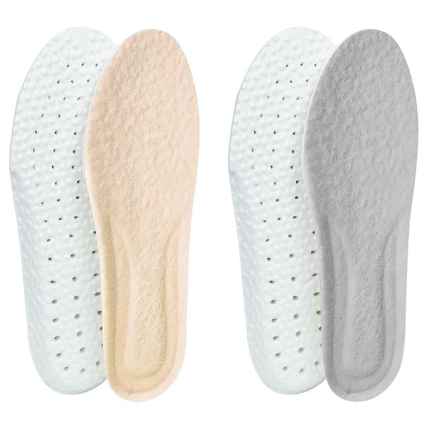 2 Pairs Memory Foam Insoles for Women Men, Fluffy Insoles Comfort Thermal Insoles Faux Sheepskin Insoles for Snow Boots Trainers Sneakers Sports Shoes, Shock Absorption (4/4.5UK-23.5CM)