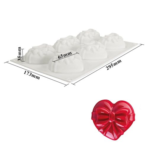 3D Bow Love Heart Silicone Cake Moulds Heart Fondant Decorating Tools Chocolate Pastry Molds Kitchen Baking Accessories (Heart G_11.8 X6.92 X1.4inch)
