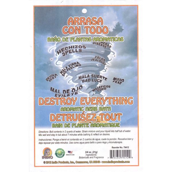 BANO BATH, ARRASA ARRAZA CON TODO, DESTROY EVERYTHING, DETRUISEZ TOUT AROMATIC HERB BATH BANO DE PLANTAS AROMATICAS, from SUPER FAST SHIPPER HIBISCUS EXPRESS