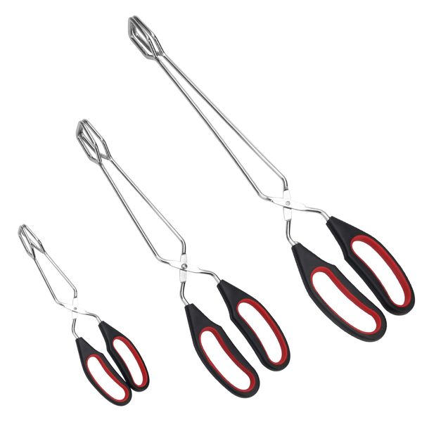 Coitak 3 Pack Scissor Tongs Cooking Stainless Steel Food Tongs Barbecue Grilling Tongs for Flipping Food Tool, 9/11/13 Inch