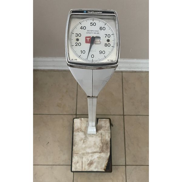 Vintage Health O Meter Doctors Scale - 300 LBS Tale Neck Works Adjustable Zero
