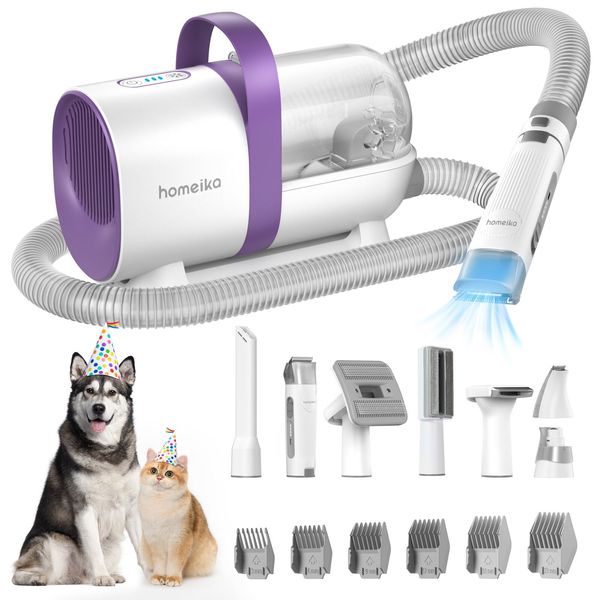 Homeika Dog Hair Vacuum Pet Grooming Vacuum with 6 Clippers 7 Pet Grooming Tools