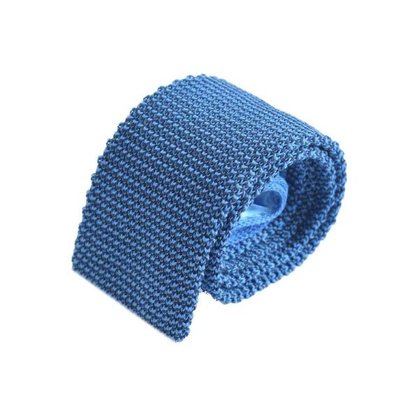 THE COTTON LONDON DIAGONAL WEAVE PLAIN KNITTED TIE – NAVY