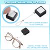 PATIKIL 3.3 Ft Retractable Remote Control Tether, 4 Pcs Square Security Cable Lanyard Lock with Adjustable Clasp Adhesive for TV Remote Control Controller, Black(Lock Buckles)
