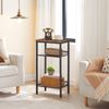 HOOBRO Side Table, 3-Tier Tall End Telephone Table with Adjustable Mesh Shelves, Small Entry Table for Living Room Bedroom Hallway or Office, Rustic Brown and Black BF01DH01G1