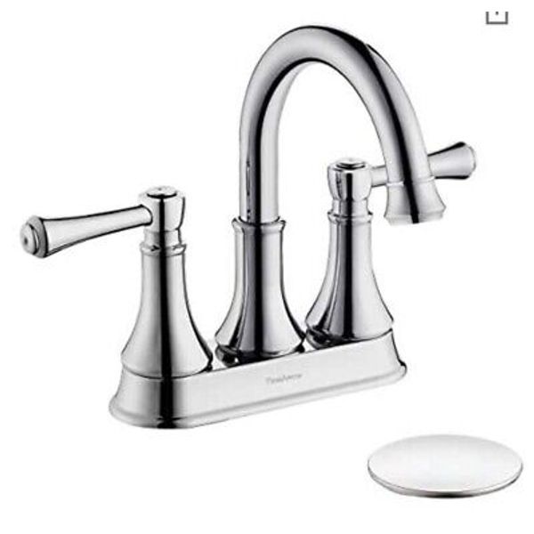 New-Two Handle Bathroom Faucet Chrome 4 inch Centerset Bathroom Sink Chrome-067Y