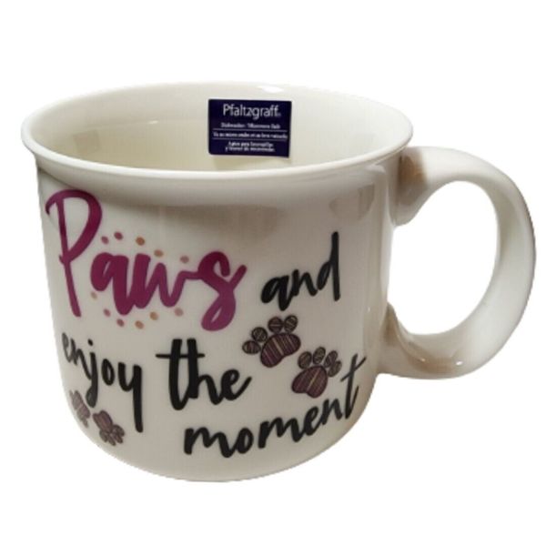 Pfaltzgraff Paws and Enjoy the Moment' Glazed Coffee Mug Paw Print Pet Lover Dog