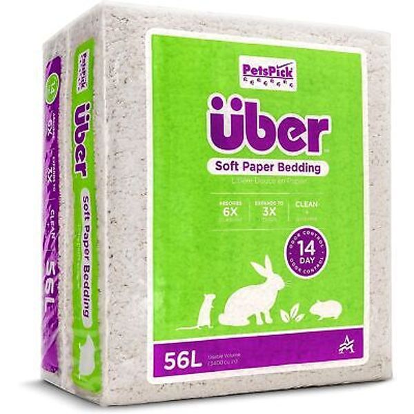 PetsPick Uber Soft Paper Pet Bedding for Small Animals, White 56L