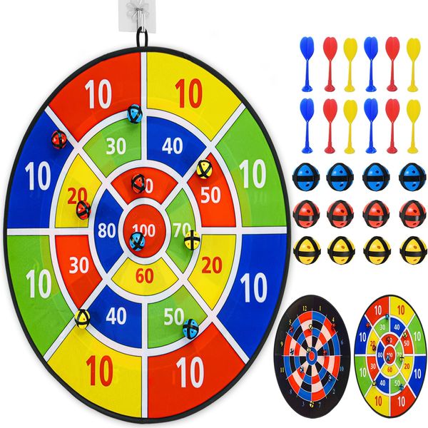 29"/73cm Dart Board with 12 Balls and 12 Darts, Board Games for Kids 4-6-8-12, Stocking Stuffers for Kids Boys Teen, Kids Toys Carnival Games for Indoor Outdoor (Dartboard with 12 Balls 12 Darts)