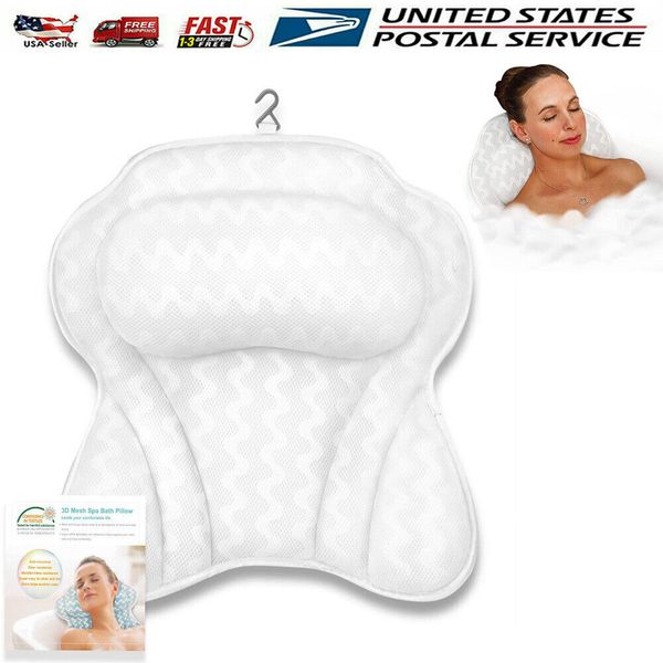 3D Mesh Bath Pillow Spa Pillow for Hot Bathtub Neck Shoulder Relax & Suction Cup