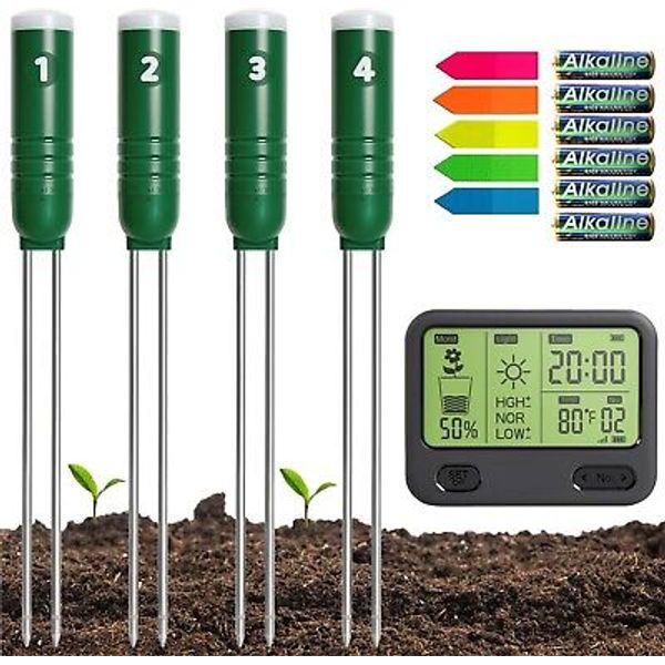 Effortless Plant Monitoring: 4-in-1 Soil Moisture Meter with Custom Alerts