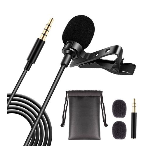 5 CORE Professional Omnidirectional Lavalier Microphone 3.5mm Clip-On Lapel Mic for Smartphone DSLR Camera PC Interview Video Camcorders Audio Recorder CM Mob 2M