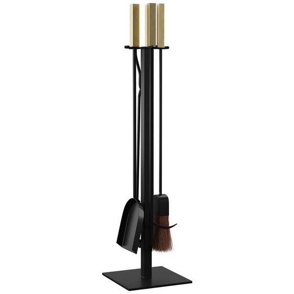 SEI Furniture Vancedale Modern Fireplace Tools in Gold/Black (Set of 4)