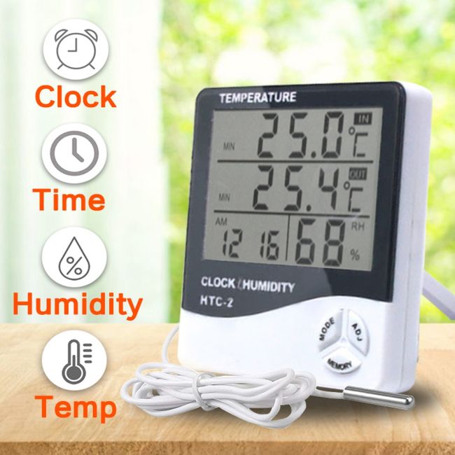 Indoor/Outdoor Thermometer Hygrometer LCD Digital Display