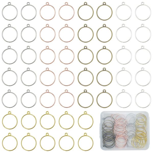 HUAZONTOM Resin Frame Resin Frame Round Resin Parts 50 Pieces with Can Handmade Parts Pendant Necklace Earrings Accessories Parts DIY Craft Material Alloy