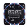 Sutinna DIY LED Digital Clock Kit, Multi-functional Rotating Light Control Electronic Alarm Clock LED Digital Temperature Alarm Clock for Home School (Red+Cable+Case)