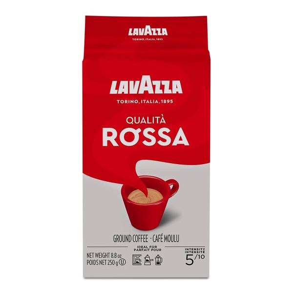 Lavazza Qualita Rossa Ground Coffee Blend, Medium Roast, 8.8 Ounce (Pack of 4)