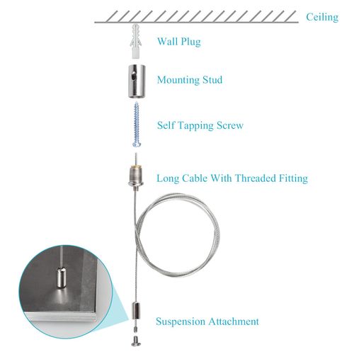 OTTFF 16 Pack 3ft Lighting Suspension Cables Kit, Steel Hanging Chains for LED Panel Aquarium Light, Load 6.6 Ib