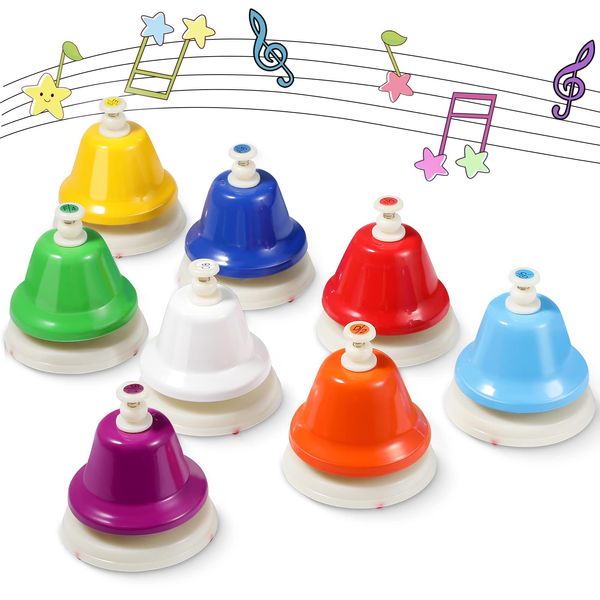 Desk Bells for Kids 8 Notes Bell Chromatic Diatonic Hand Bells Toddler Musical Instruments for Musical Learning Teaching Percussion Instrument