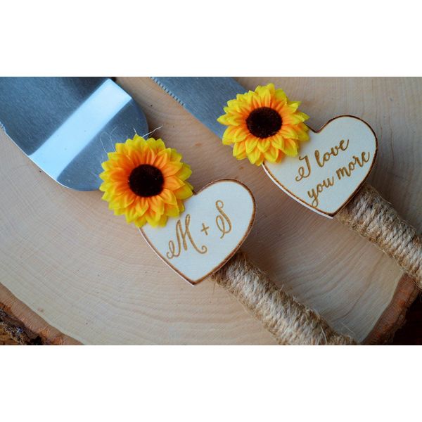Sunflower Wedding Cake Knife Personalized Wedding Cake Cutter Fall Wedding Cake Cutting Set