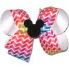 DS-193M Medium Bow with Black Glitter Mickey Pin