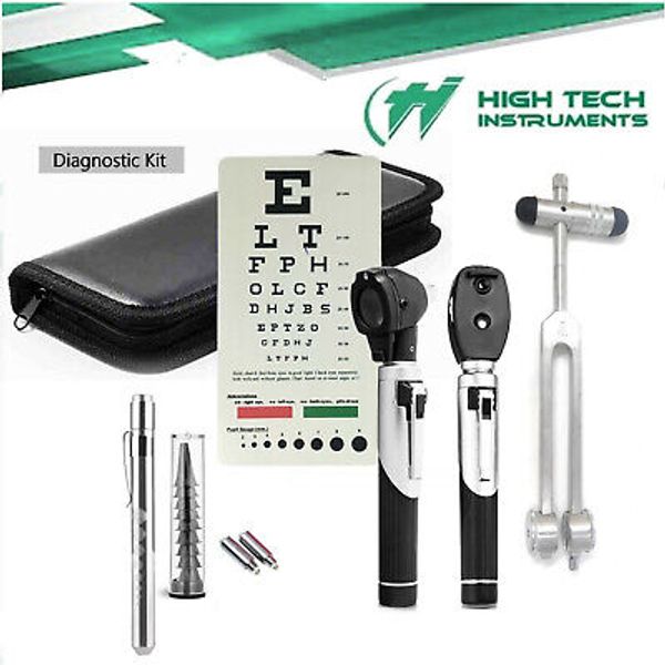 *New*ENT (Ear,Nose &Throat) Diagnostic,Otoscope,Ophthalmoscope set W/Zipper Case