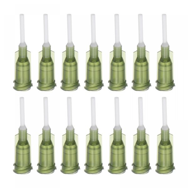 uxcell 14G Glue Needle Tube, Dispensing Nozzle, Quantitative Dispense Nozzle, PTFE Dull Tip, with PP Needle, For Liquid Glue Guns, 13 mm, Olive 50 Pcs