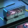 Wireless Bluetooth Digital Mirror LED Alarm Clock with Speaker MP3 Player Black