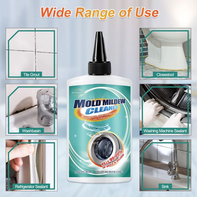 Home Mold & Mildew Remover Gel Stain Remover Cleaner Wall Mold Cleaner for  Tiles Grout Sealant Bath Sinks Showers 