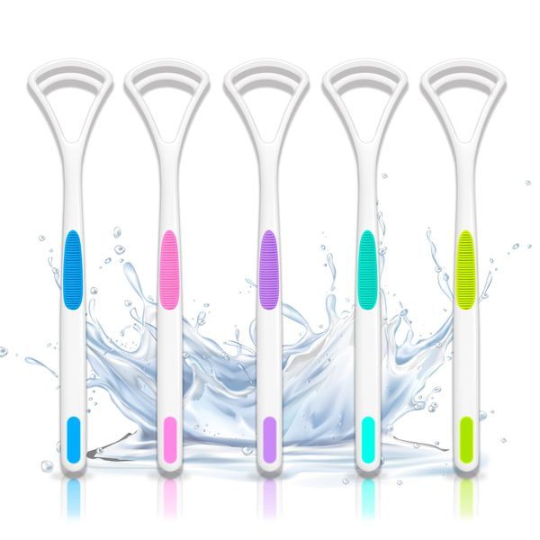 2023 Newest 5 Colors Tongue Brush, Silicone (Double-Sided Double Layer, Individually Packaged), Tongue Polish, Tongue Cleaner, Silicone, Tongue Removal, Tongue Brush, Tongue Brush, Tongue Remover