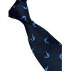 Frederick Thomas Navy Blue Swordfish Design Fishing Tie, 8cm Width, 147cm Length