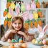 Easter Bunting,Easter Decorations,3 PCs Easter Banner,Paper Easter Hanging Decorations with"Happy Easter" Decorations,Paper Easter Carrot Rabbit Flag for Home Party Easter Decor