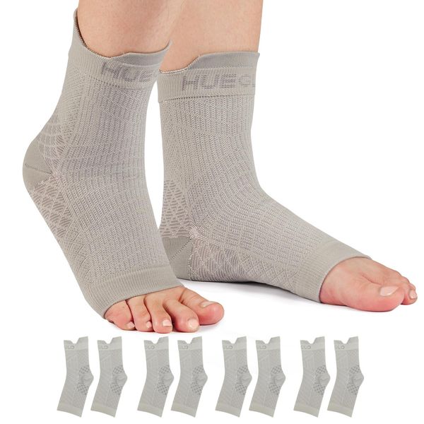 4 Pairs Neuropathy Socks Women Men Plantar Fasciitis Support Socks Toeless Compression Socks Ankle Support for Weak Sprained Ankle Brace Pain Relief Breathable Anti-Slip Foot Support Brace (Gray, M)