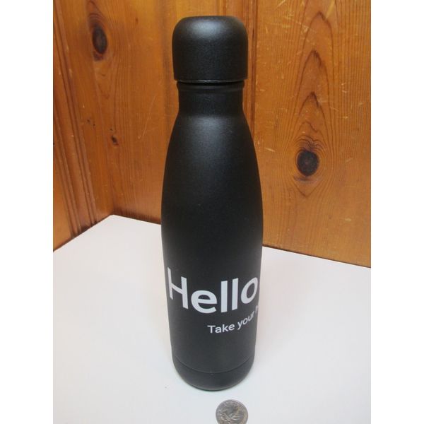 Hydro Soul Hello Take Your Health to Heart Black 17oz Insulated Water Bottle NEW