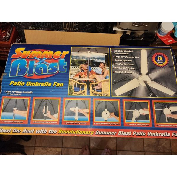 Vintage Summer Blast 48” Battery Operated Patio Umbrella Fan  rare 2003