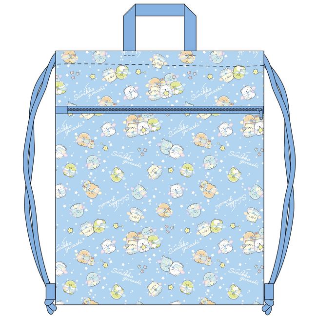 J's Planning SBN385 Sumikko Gurashi Sumikko Gurashi Drawstring Drawstring Light Blue 15.4 x 12.6 x 2.4 inches (39 x 32 x 6 cm)