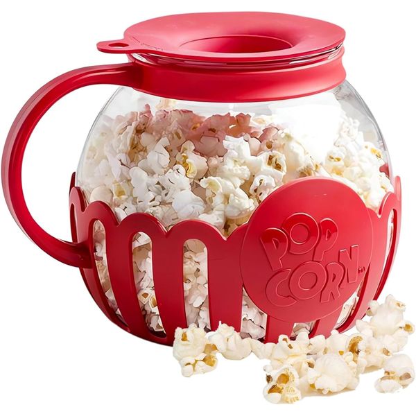 Microwave Popcorn Bowl, Pot Microwave Air Popcorn Snack, Popcorn Machine Popcorn Maker, BPA-Free Glass, Dishwasher Safe, 3-in-1 Lid, Healthy Popcorn, High Temperature Resistant