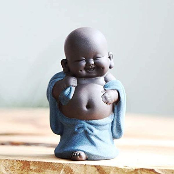 Keramik Tiny Cute Buddha Statue Mönch Figur Kreative Crafts Puppen Ornamente Geschenk Classic Delicate Ceramic Arts and Crafts Tee Zubehör 4 '' Zoll hoch (Stil 5)