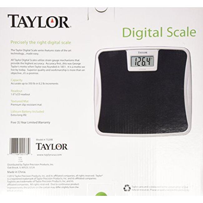 Taylor Precision Products Digital Scales for Body Weight, High 350 LB Black