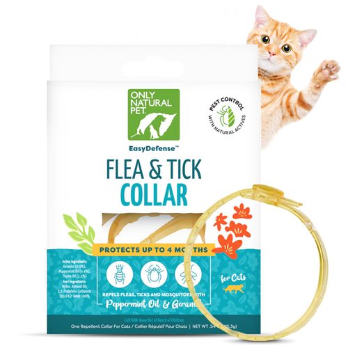 Only Natural Pet EasyDefense Flea & Tick Cat Collar - Feline Flea Collars Biting Insect Control - Pet Care That Protects up to 4 Months - for Cats (Single)