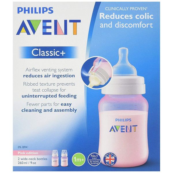 Philips AVENT Anti-Colic Feeding Bottle (260 ml, Pink)