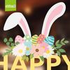 Easter Window Stickers for Glass | Happy Easter Bunny Ears and Flowers | Easter Window Decorations - Small