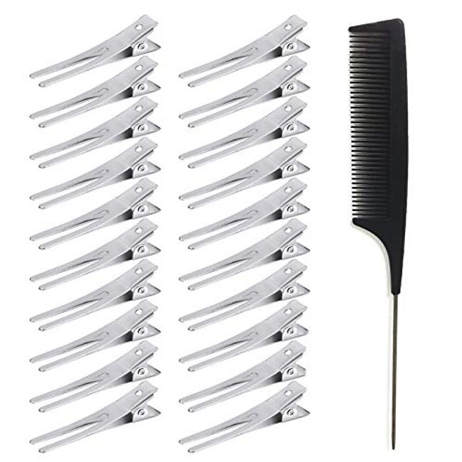 30 Pcs Hairdressing Double Prong Curl Clips 1.8 Curl Setting Section Hair  Clips for Hair Bow Great Pin Curl Clip, Styling Clips for Hair Salon