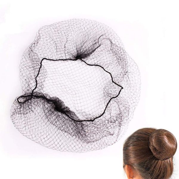 Furnido 100 Pack Black Invisible Elastic Edge Hair Nets,length 20 Inches with 1/4 Inches Opening,Lightweight Dancing Hairnets One Size Fits All for Women, Girls