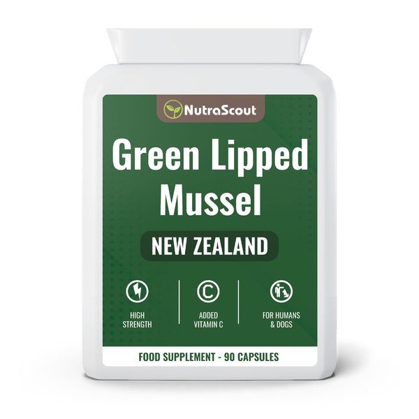 #1 Green Lipped Mussel for Humans and Dogs | New Zealand Sourced, UK Made Capsules with Added Vitamin C | Lab Tested With No Fillers | Joint Care Omega 3 Supplement | 3 Month Supply By NutraScout