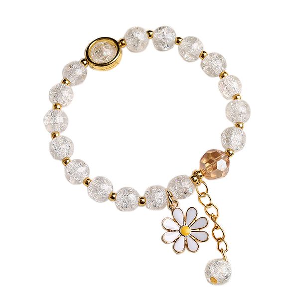 Fuqimanman2020 1 Pcs Colorful Flower Charm Bracelets Set Handmade Crystal Beaded Daisy Bracelets for Women Girls Jewelry(B)