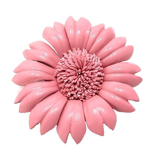 AeraVida Pink Sunflower Genuine Leather 2-in-1 Floral Pin or Hair Clip | Flower Hair Clips | Sunflower Hair Clips | Small Hair Clip | Hair Pin Brooch | Hair Pin Accessories