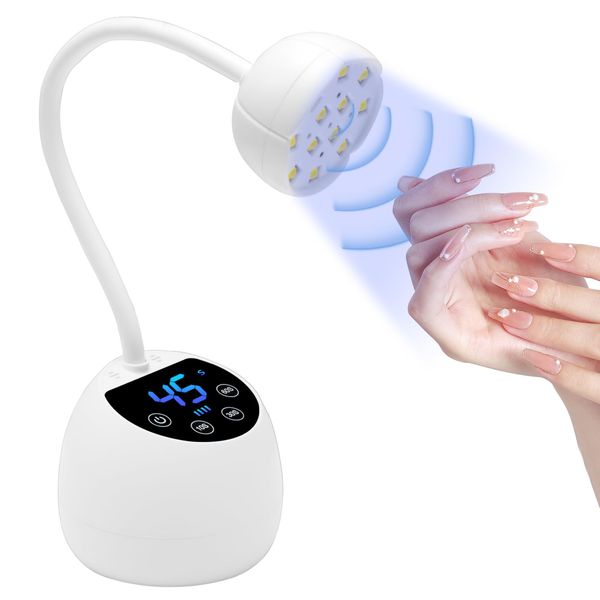 CGBE Mini UV Nail Lamp with Smart Auto Sensor and Display, 12 Beads Mini Nail Lamp, UV Lamps for Gel Nails with 4 Modes, Portable LED Nail Lamp with USB Charging Cable in Salon Or DIY at Home